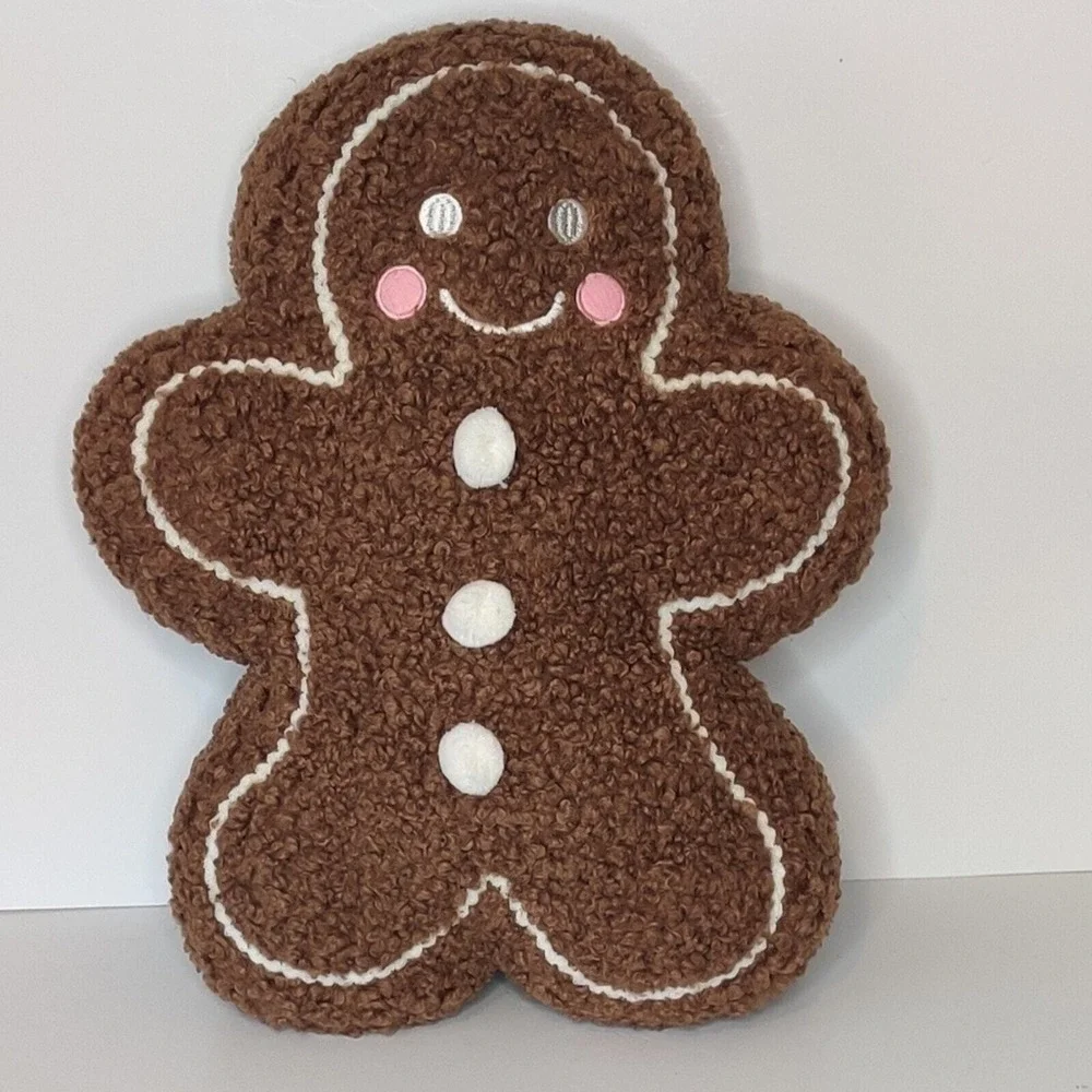 Viral Tik Tok Gingerbread Pillow Plush Pink Cheeks‎ Christmas Decor Large NEW!